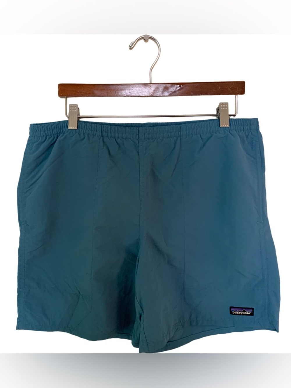 Patagonia “Baggies” Teal-Blue Elastic Waist Swim Trunks - NO LINER
